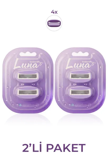 2’li Paket Luna 5 Bıçaklı Bikini Bölgesi 4 Yedek Tıraş Bıçağı Başlığı